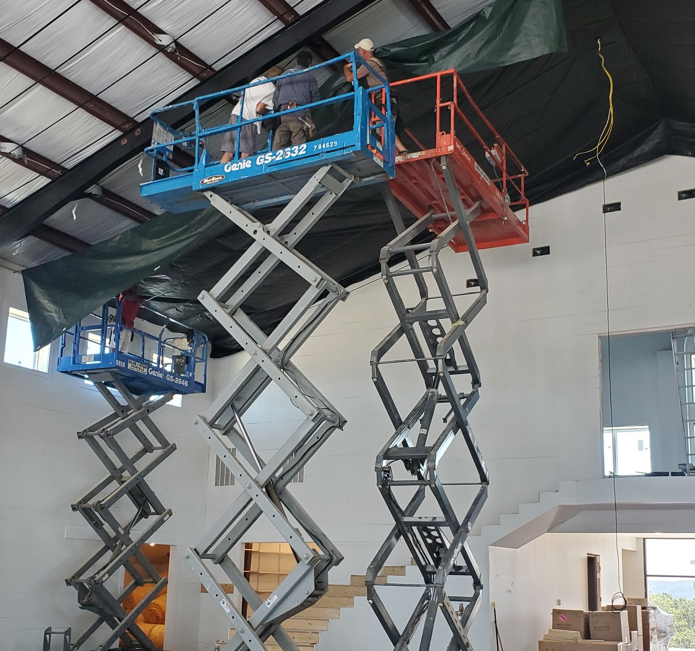 Metal roofing installation in progress